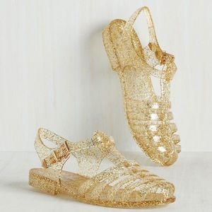 Gold Glitter Jelly Sandals (new in box)